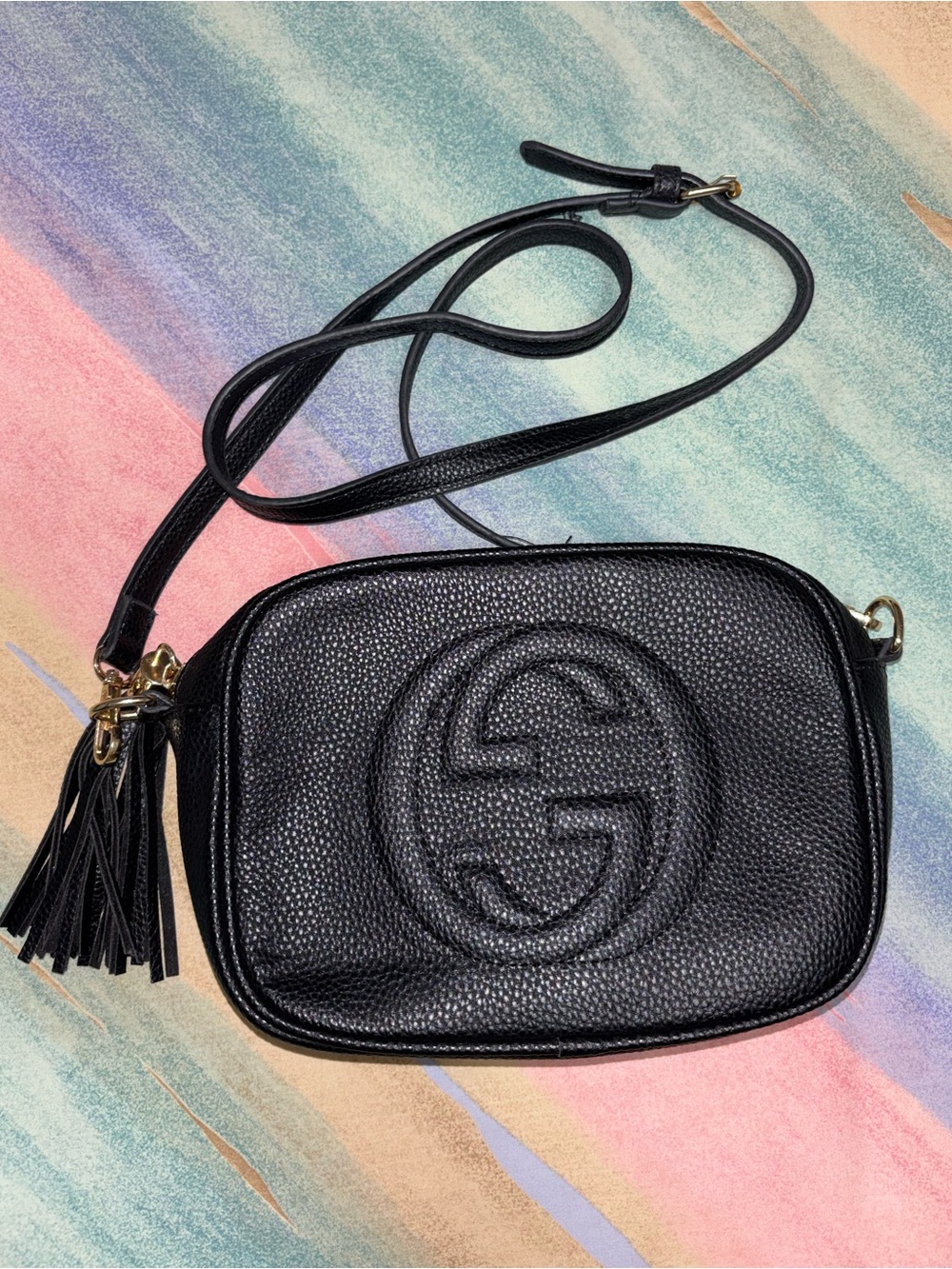 Black Pebbled Small Soho Disco Bag Leather Crossbody Bag
